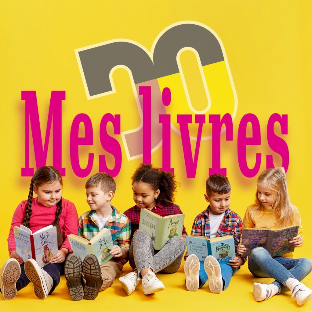 Portfolio Illustration Montage photo d'enfants en train de lire les livres de Monsieurju Julien Girardet Monsieurju, illustrateur graphiste à Poitiers